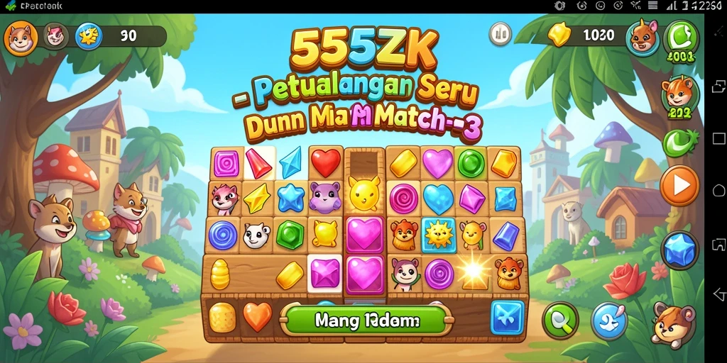 Tampilan gameplay seru dalam permainan Match-3 555ZK.