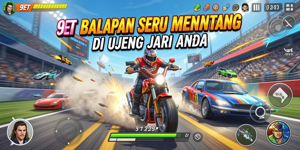 Tampilan mendebarkan dari gameplay balap 9ET yang penuh aksi.