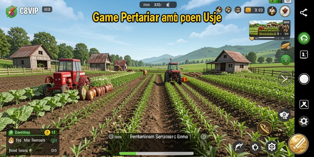 Tampilan gameplay menarik dari C8VIP dengan berbagai tanaman dan hewan.