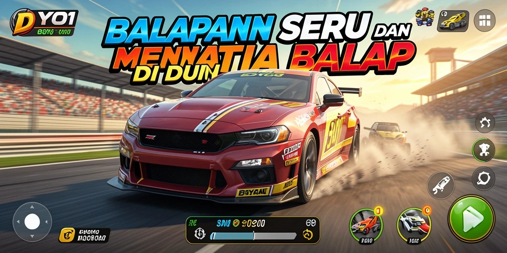 Tampilan gameplay menegangkan dari DYO1 dengan aksi balap yang cepat.