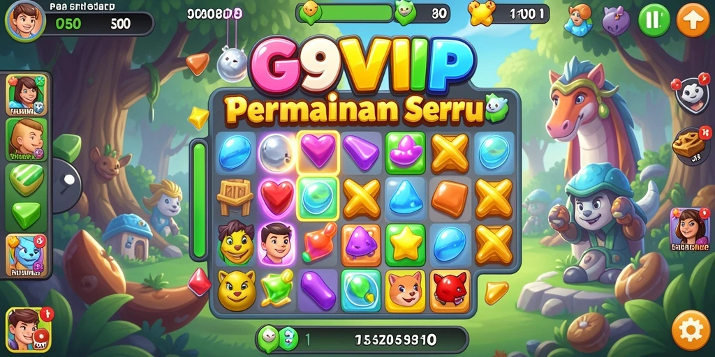 Tangkapan layar utama gameplay Match-3 G9VIP yang seru dan menarik.