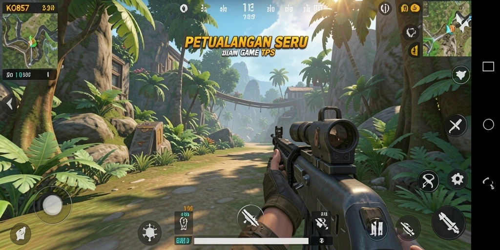 Screenshot menunjukkan aksi seru dalam gameplay TPS KO857.