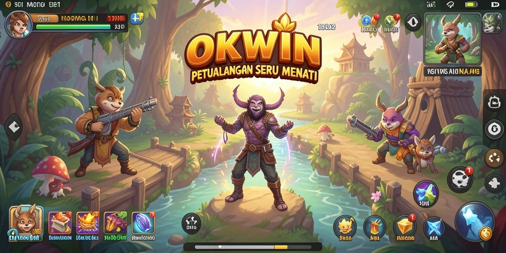 Tangkapan layar OKWIN menampilkan aksi mendebarkan dalam petualangan menantang.