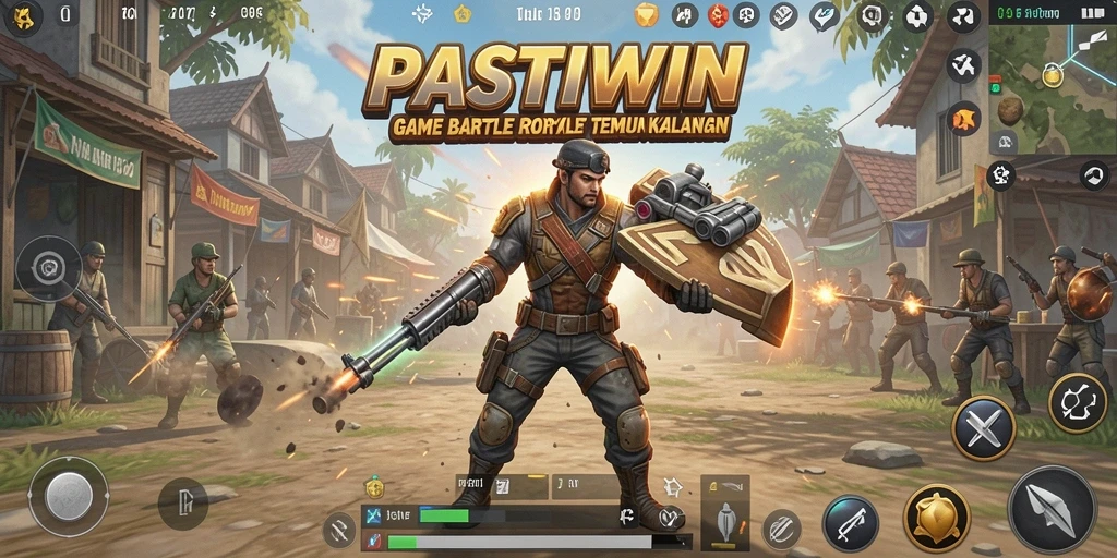 Tangkapan layar PASTIWIN menampilkan aksi seru dalam game Battle Royale.