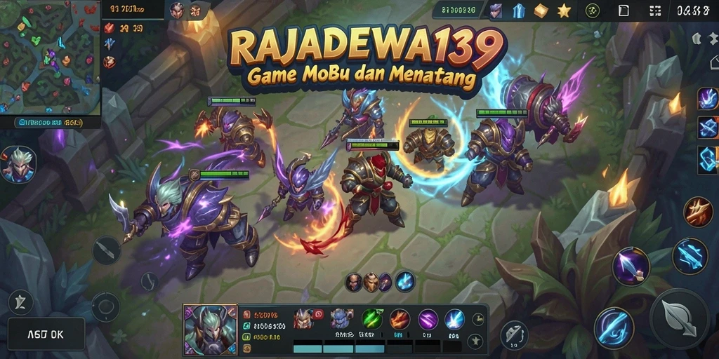 Tampilan seru gameplay RAJADEWA138 dengan aksi MOBA yang mendebarkan.
