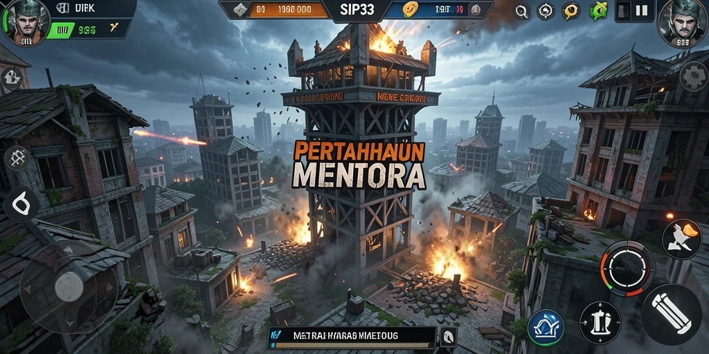 Screenshot menunjukkan aksi mendebarkan dalam gameplay Tower Defense.