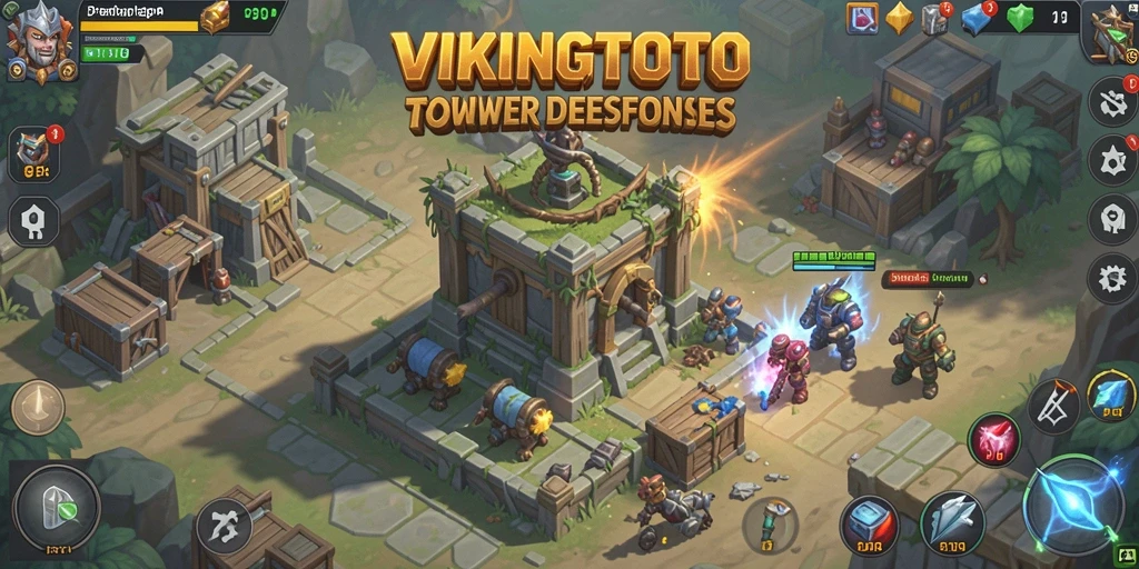 Tangkapan layar gameplay VIKINGTOTO menampilkan aksi menegangkan dalam Tower Defense.